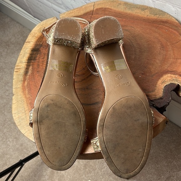 Shoe Land Madeline-Open Toe Chunky Block Heel Dress Sandals (RoseGoldGlitter) - Picture 12 of 14